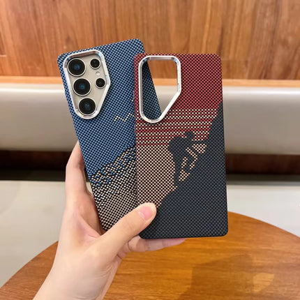 New Carbon Fiber Texture Magnetic Phone Case With Metal Lens Frame Slim Matte Hard PC Protective Back Cover