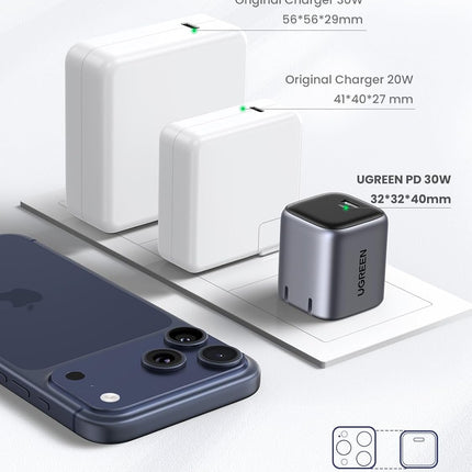 UGREEN 30W USB C Charger for iPhone 17, Nexode Foldable GaN PPS Compact Fast Wall Charger Block, USB-C Power Adapter for iPhone 17/16/15/14, Galaxy S25/S24/S23/S22 (Black)