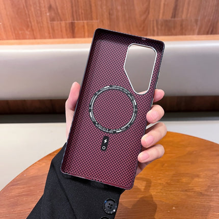 New Carbon Fiber Texture Magnetic Phone Case With Metal Lens Frame Slim Matte Hard PC Protective Back Cover