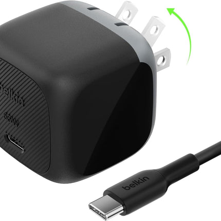 Belkin USB C Charger Block 65W - USB C Cable Included - Super Fast Charging, Type C - Apple iPhone 17, Air, Pro, Samsung Galaxy S25, Google Pixel 10, MacBook, iPad, Nintendo Switch 2, & More