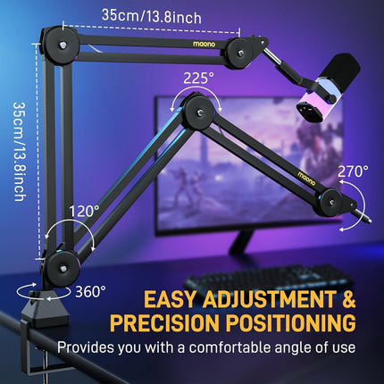 MAONO BA37,  Microphone Boom Arm: Heavy Duty Adjustable Metal Suspension mic stand
