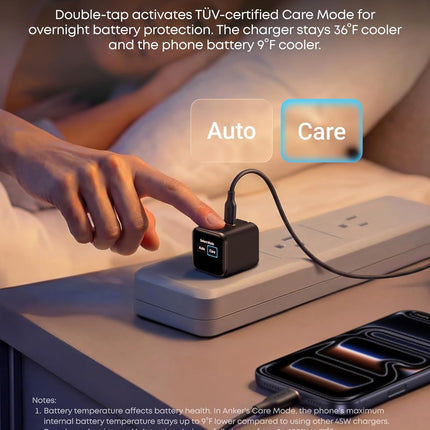 Anker Smart Display Charger,Anker Nano 45W Fast Charging USB C Charger with Smart Recognition,Built-in Care Mode,Compact with 180° Foldable Plug,for iPhone 17/16/15