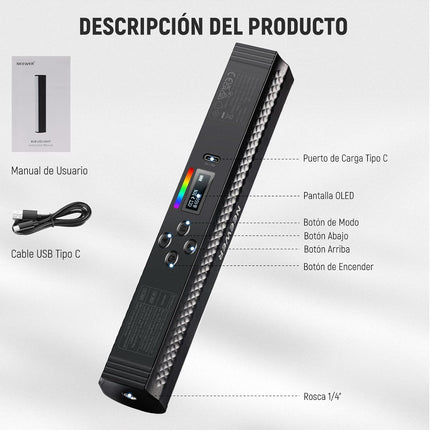 NEEWER RGB Light Wand with APP Control, Magnetic Handheld Photography Video Light Stick,2500K~8500K Dimmable CRI95+ Full Color LED Tube Bar