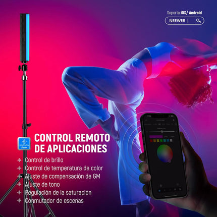 NEEWER RGB Light Wand with APP Control, Magnetic Handheld Photography Video Light Stick,2500K~8500K Dimmable CRI95+ Full Color LED Tube Bar