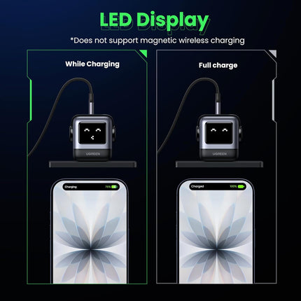 UGREEN Uno 30W USB C Charger Block, Compact Robot GaN Fast Charger for iPhone 17, Gifts for Women Men, Compatible with iPhone 17/16/15, Galaxy S25/S24/S23, Pixel 10/9/8, iPad